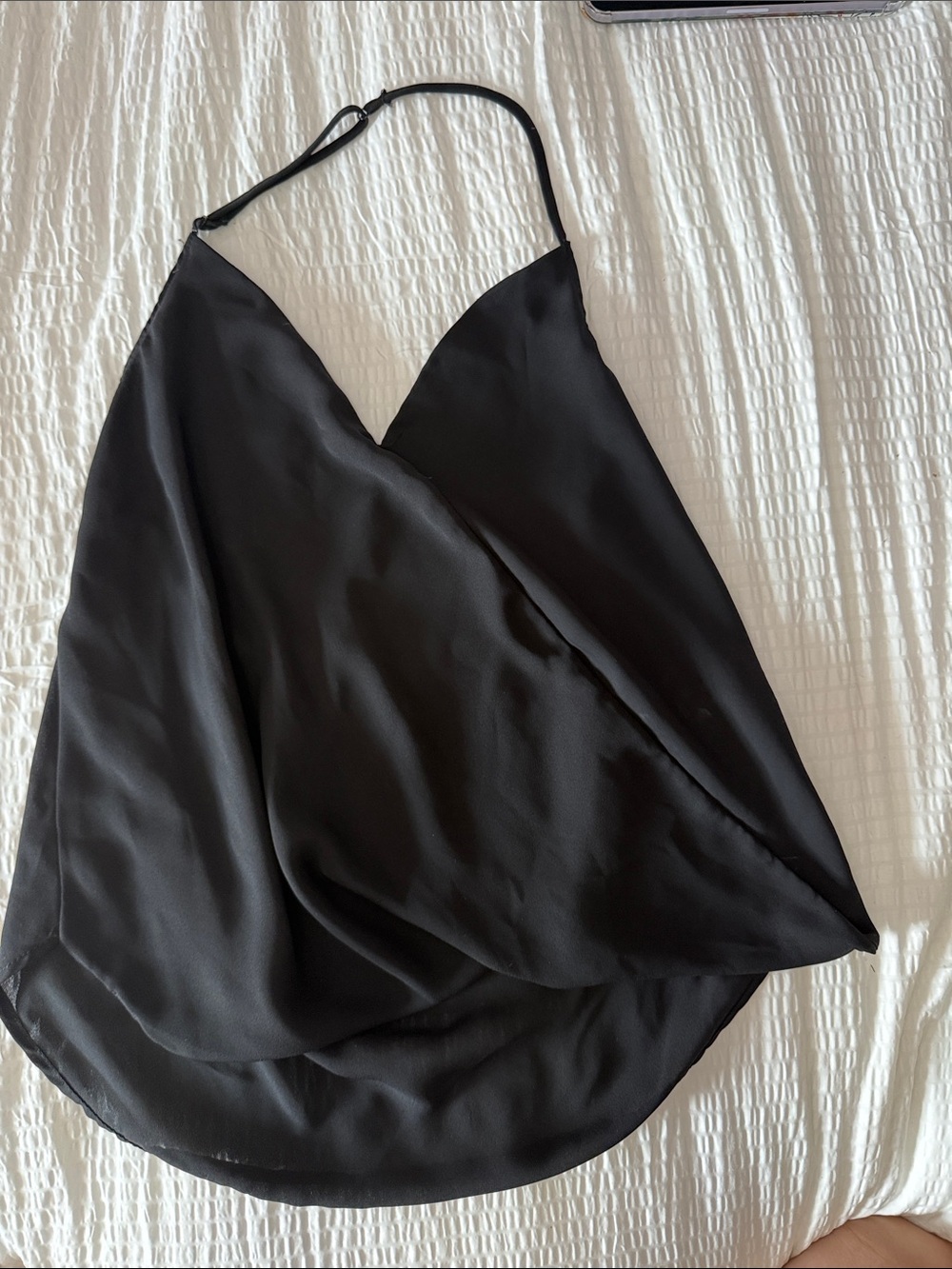 Aqua Black Satin Wrap Halter Cami
